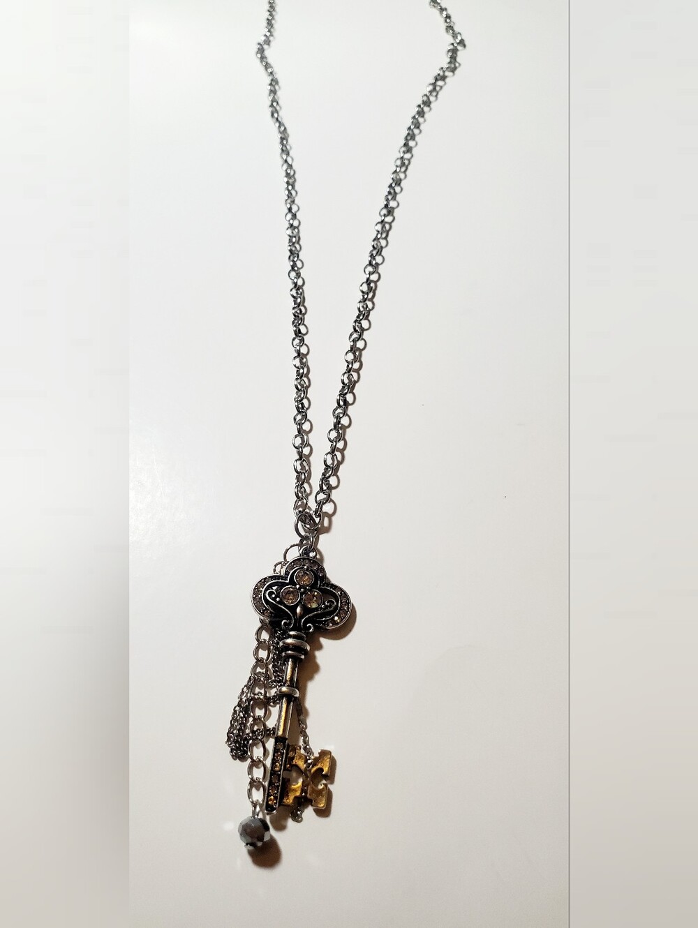 Silver Key Pendant Necklace - Elegant Women’s Jewelry